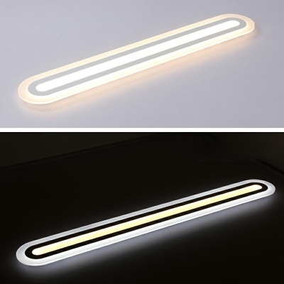 White Linear Flushmount Lighting Minimalism Acrylic LED 16 Inchs Length Flush Ceiling Light