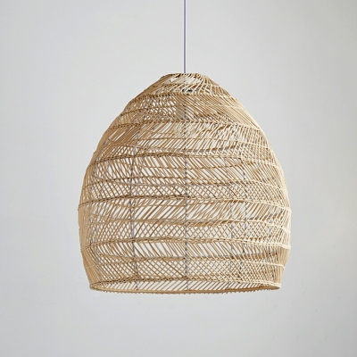 1 Head Chinese Garden Chandelier Handmade Cardboard Shade Pendant Lamp Rattan Hanging Lights for Bedroom