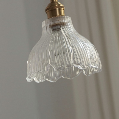 1-Light Clear Glass Brass Pendant Fixture Flower Shaped Decoration Hanging Bar Lights