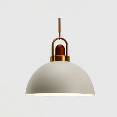 1-Light Hanging Pendant Lamp Dome Shape Macaron Aluminum Light with Handle