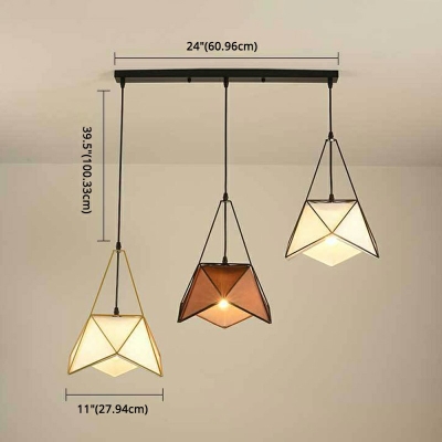 3-Lights Creative Octagonal Nordic Style Island Light Fabric Shade Kitchen Bar Lighting Fixture