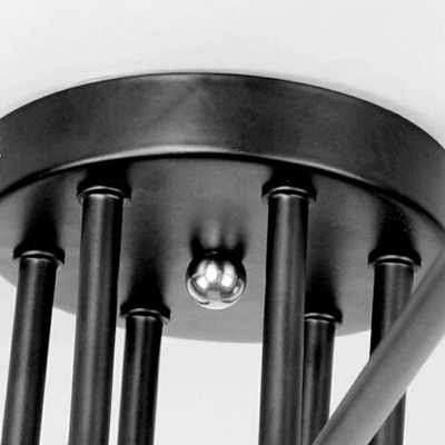 6 Light Metal Semi Flush Mount Light Industrial Vintage Black Sputnik Ceiling Lighting
