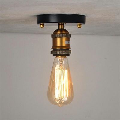 Bare Bulb Metal Semi Flush Industrial Vintage 1 Light Ceiling Mount Light Fixture