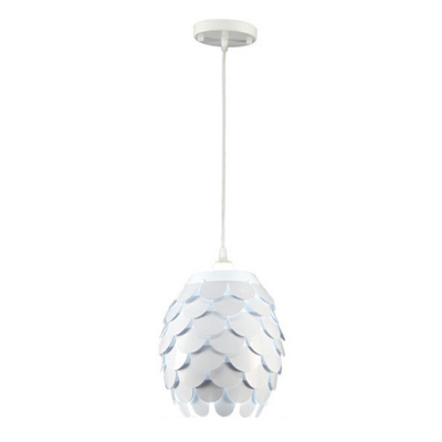 Bedroom Pendant Lighting Minimalist White Hanging Lamp Kit with Pinecone Acrylic Shade