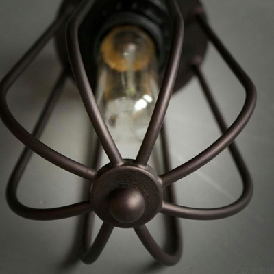 Black Metal Cage Shade Industrial Living Room Pendant 1-Bulb Hanging Lamp