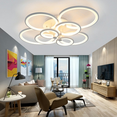 Contemporary Acrylic Shade Circular Flush Lighting LED Black/White Indoor Flush Mount Ceiling Lamp