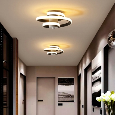 Contemporary Ceiling Light Spiral Acrylic Shade with 1 LED Light Metal Ceiling Mount Semi Flush for Tearoom