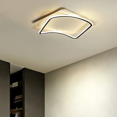 Contemporary Style Arc Square Shape Ceiling Lighting Silica Gel Bedroom LED Ceiling Mounted Fixture