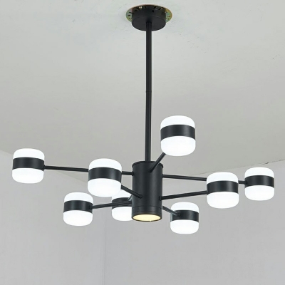 Contemporary Style Black Shaded Ceiling Pendant Light LED Living Room Chandelier with Acrylic