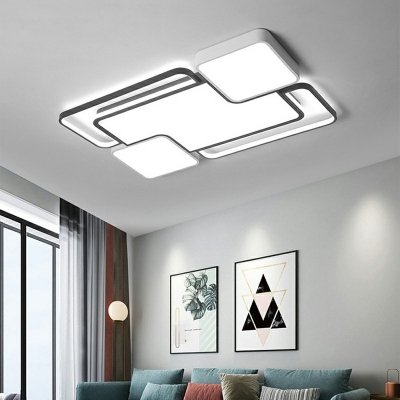 Contemporary Style Ceiling Lighting Black and White Acrylic Bedroom LED Ceiling Mounted Fixture