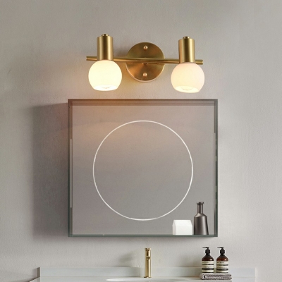 Contemporary White Glass Ball Vanity Light Metal Spotlight for Bathroom in Gold