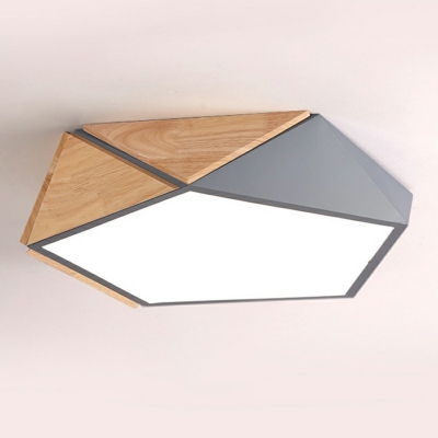 Creative Wood Acrylic Ceiling Light Macaron Modern Geometrical Flush Mount Light for Living Room