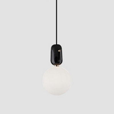 Frosted Glass Ball Mini Hanging Lamp Post Modern 1 Head Pendant Lighting with 39