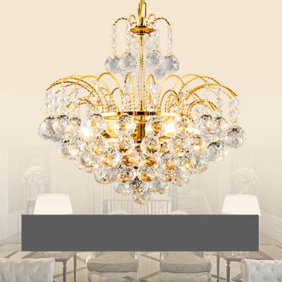 Gold Crystal Chandelier Country  Curved Arm Chandeliers Crystal Drip in 6 Lights