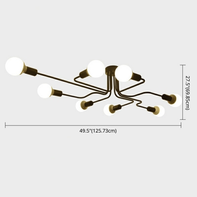 Industrial Concise Linear Semi Flush Light Metal 7.5 Inchs Height Ceiling Light for Clothes Shop