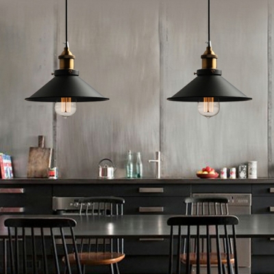 Industrial Style 1-Light Metal Pendant Lighting Black Dining Room Hanging Lamp Kit