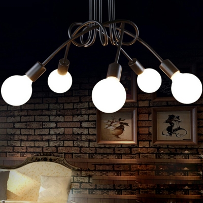 Industrial Style Open Bulb Metal Flush-mount Light Twisted Flush Ceiling Lights for Living Room