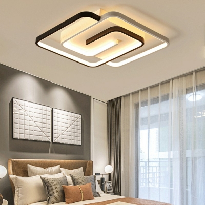 Metal Ceiling Mount Creative Modern Ceiling Light Black and White with 2 LED Lights Acrylic Shade Semi Flush for Hallway
