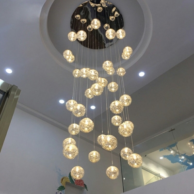Modern Duplex Stairs Hanging Light Globe Glass Hanging Ceiling Lights Fixture for Floor