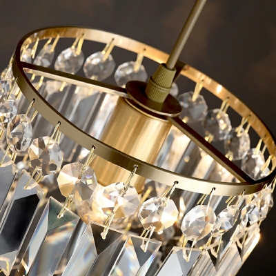 Modern Minimalist Hanging Lamp 3 Head Crystal Cylindrical LED Mini Lighting Pendant in Gold