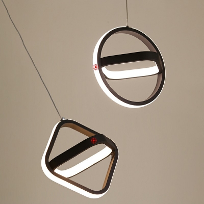 Modern Simple Geometrical Shape Pendant Light Metal Suspension Light for Dining Table
