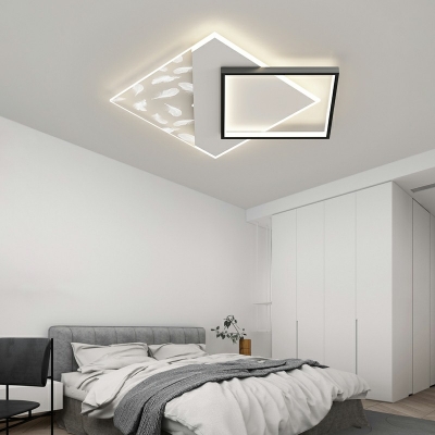 Modern Unique Square Shape Feather LED Ceiling Fixture Acrylic Flush Mount for Living Room