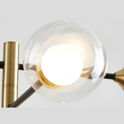 Modernist Style Metal Radial Pendant Light Spherical Glass Chandelier Lighting in Black