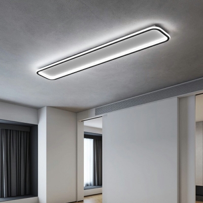Rectangular Flush Mount Light Fixture Simple Metal LED Black Ceiling Light Fixture