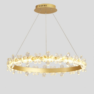 Rotatable Ring Suspension Lighting Crystal Flower Design Modern Dining Room LED Chandelier