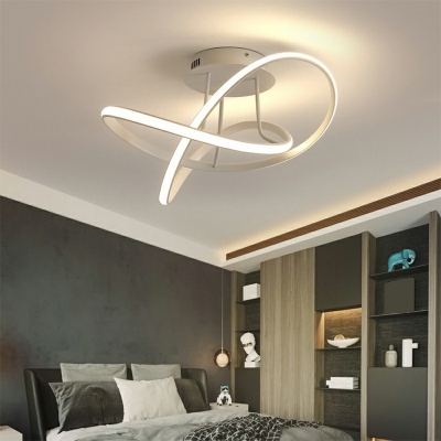 Simple Spiral Acrylic Semi Flush Mount Light LED Ceiling Light for Coffee Shop