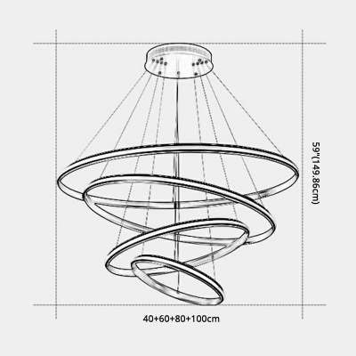 Simplicity Gold LED Acrylic Suspension Light Metal Ring Pendant Light for Living Room Stairs