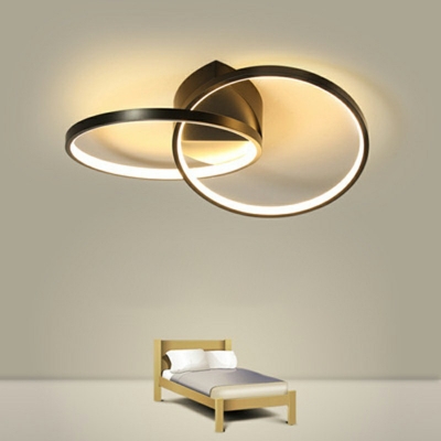 Simplicity Metal LED Semi Flush Mount Lighting Circles Ceiling Lighting for Indoor Room
