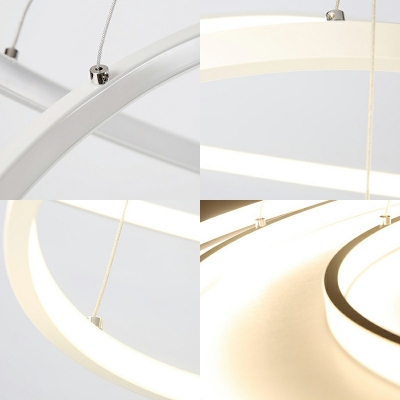 White Multi Ring Hanging Ceiling Light Modernism Metal Led Pendant Light in Warm Light