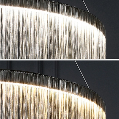 White Tassel Chandelier Postmodern Metal LED Hanging Light Fixture in 3 Colors Light for Bedroom