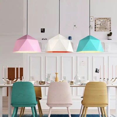 Colorful Nordic Pendant Light Iron Single Light 10 Inchs Wide Lighting Fixture for Children Room