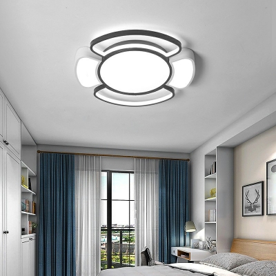 Contemporary Style Ceiling Lighting Black and White Acrylic Bedroom LED Ceiling Mounted Fixture