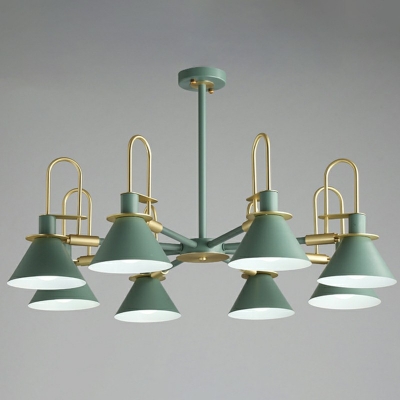 Contemporary Style Conical Chandelier Pendant Light Fixture with Metal Shade
