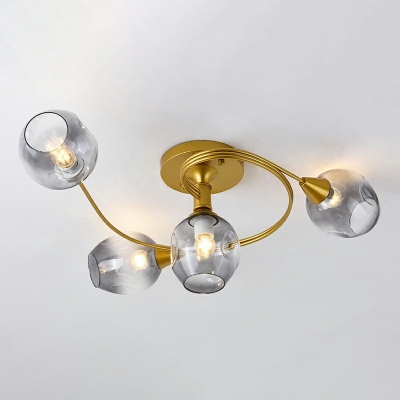 Contemporary Style Glass Ceiling Light Metal Twisted Arm Flush-mount Lamp for Dining Room