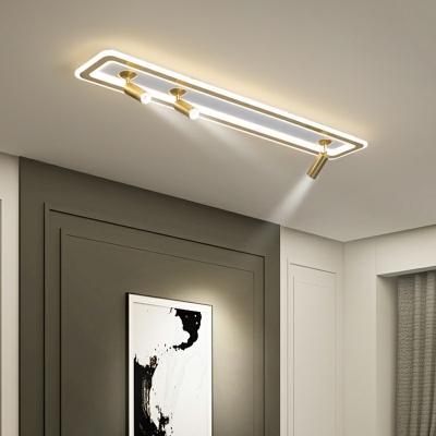 Elongated Living Room Ceiling Light Metallic Minimalistic LED Spotlight Flush Mount Ceiling Light