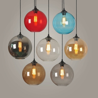 Glass Globe Ceiling Light Contemporary 1-Head Pendant Lamp Fixture for Living Room