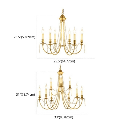 Gold Traditional Style Crystal Chandelier Features Gleaming Curved Arms and ClearHand-cut Crystal