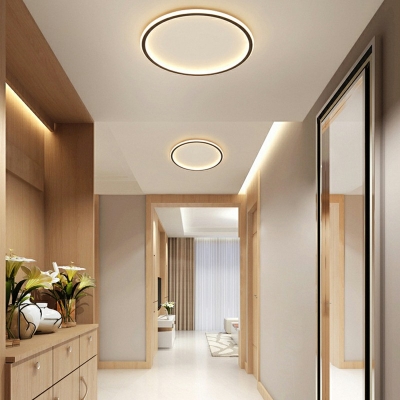Minimalism Black Geometric Flush Mount Ceiling Light with Acrylic Shade Living Room Lighting