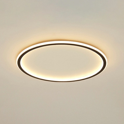 Minimalism Black Geometric Flush Mount Ceiling Light with Acrylic Shade Living Room Lighting