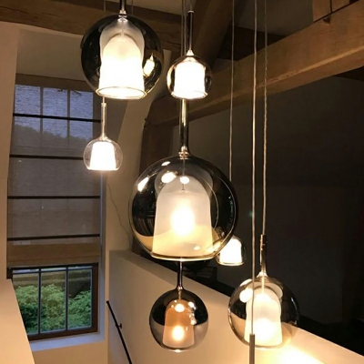 Modern Clear Glass Pendant Light Semi Spheres Light for Bedroom Dinning Room