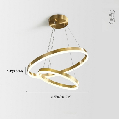 Modern Gold Chandelier Ring Shaped Circle Metal Pendant Lamp Foyer Office Staircase