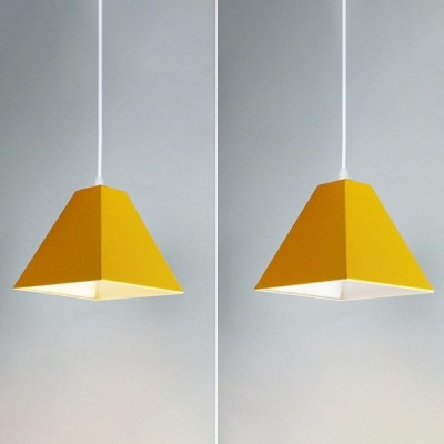 Modern Macarons 1 Light Metal Coffee Shop Hanging Lamp Trapezoid Shade Pendant Lighting