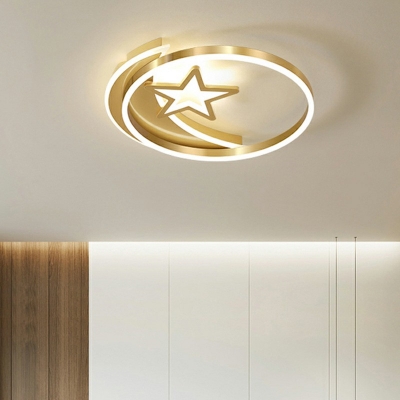 Moon and Star Acrylic Ceiling Lamp Contemporary Children Bedroom Ceiling Mounted Light