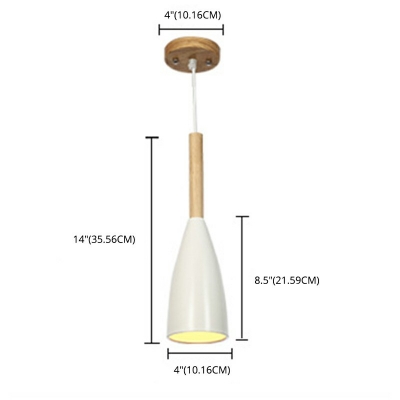 Nordic Macaron Pendant Metal Cone Shade 1-Light 4 Inchs Wide Hanging Lamp for Dining Room