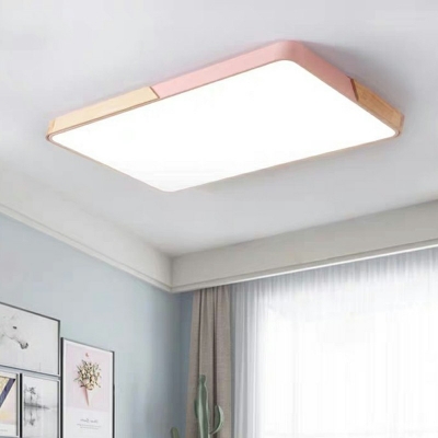 Nordic Macaron Wooden Art LED Ceiling Light Bedroom Flush Mount Light Fixtures