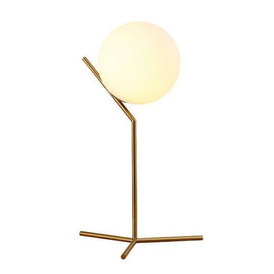 Nordic Style Simplicity White Glass Globe Lighting Fixture Gold Bedroom Table Lamp